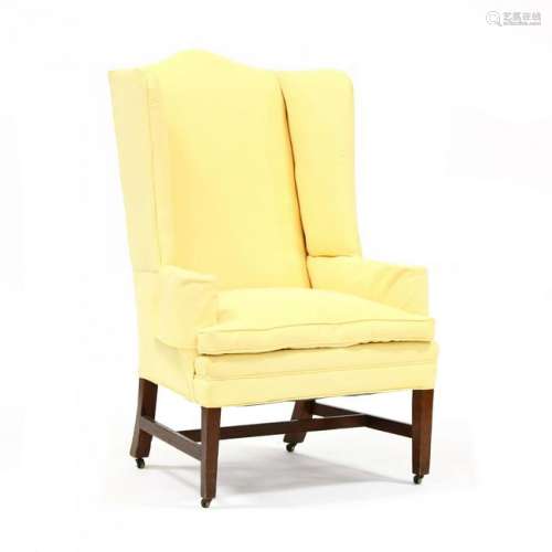 New England Hepplewhite Mahogany Wing Chair