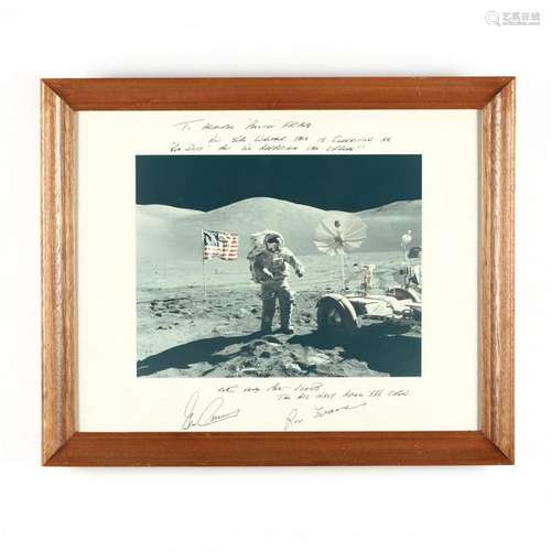 Apollo XVII Inscribed Lunar Surface Photo