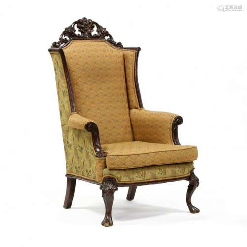 American Rococo Style Carved Mahogany Armchair
