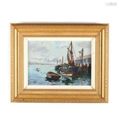 A Vintage New England Harbor Painting