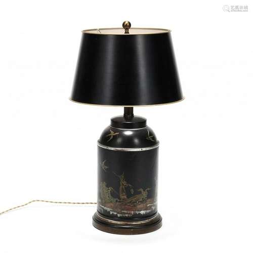 Contemporary Tole Chinoiserie Tea Canister Table Lamp