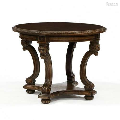 Neoclassical Style Carved Oak Center Table