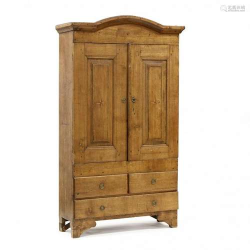 Antique Continental Inlaid Oak Wardrobe