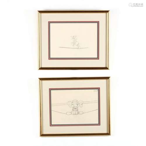 Two Disney Animation Drawings, 1936