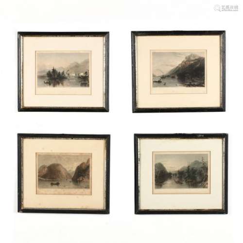 Four Antique Engravings of Lake George, New York
