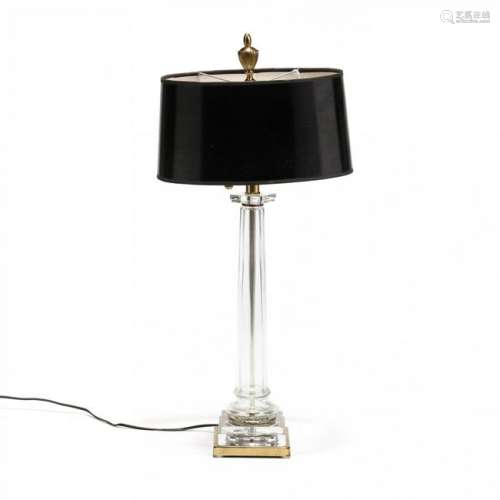 Vintage Glass and Brass Column Table Lamp