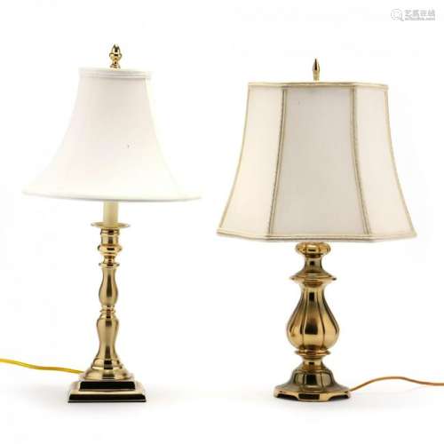 Two Vintage Brass Table Lamps