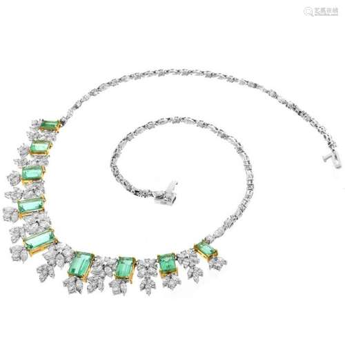 Emerald, Diamond and 18K Necklace