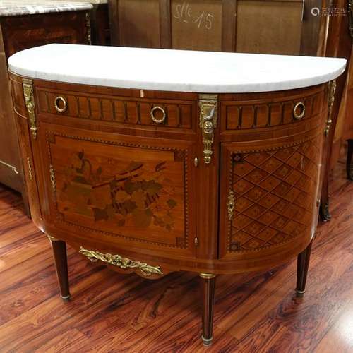 French Louis XVI Style Demilune Commode