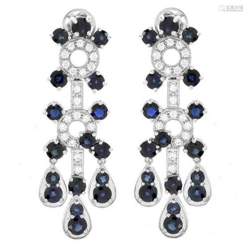 Sapphire, Diamond and 18K Earrings