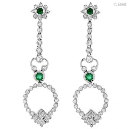 Emerald, Diamond and 18K Earrings