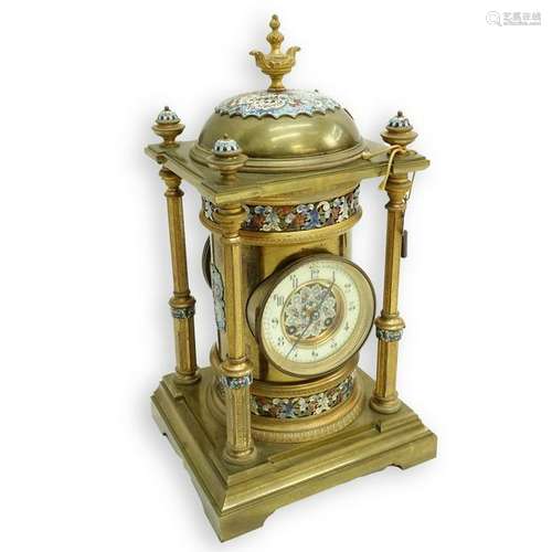 19th C French Bronze Champleve Clock