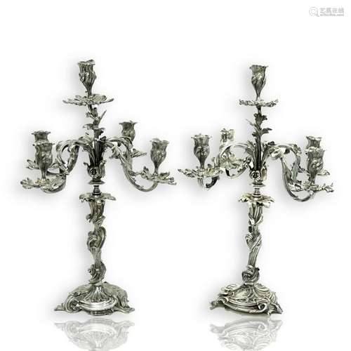 19/20C French Pr. Silverplate Candelabra