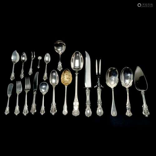 Wallace Grand Baroque Sterling Silver Flatware Service.