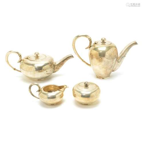 Art Moderne Sterling Silver Four Piece Coffee and Tea