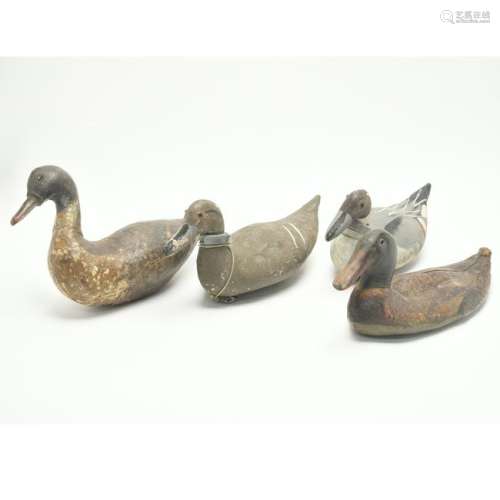 Four Painted Wood Canvas Back Duck Decoys.