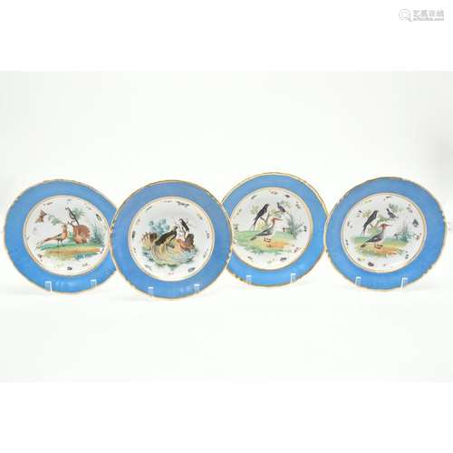 Four Paris Porcelain Rim Soup Plates.