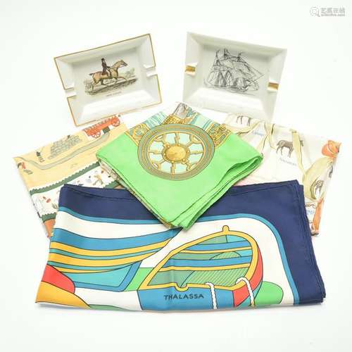 HermÃs Silk Scarf with Three HermÃs Style Scarves,