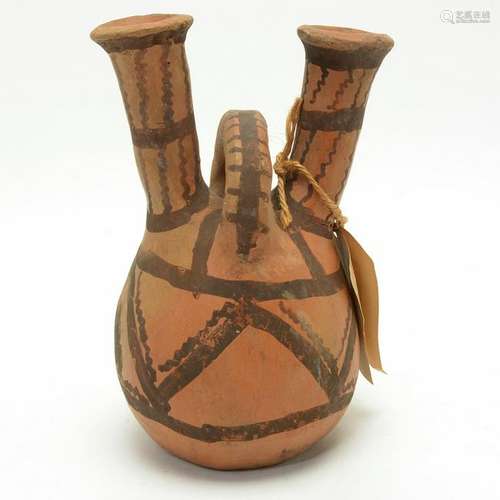 Pre-Columbian Monochrome Double Spout Vessel.