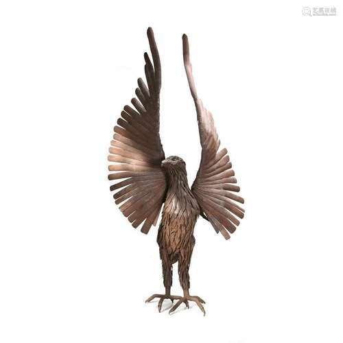 Patricia Payne Bronze and Steel Spread Winged Eagle