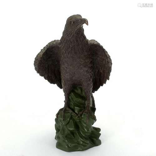 Bronze Sculpture, Eagle Perched on a Rock.