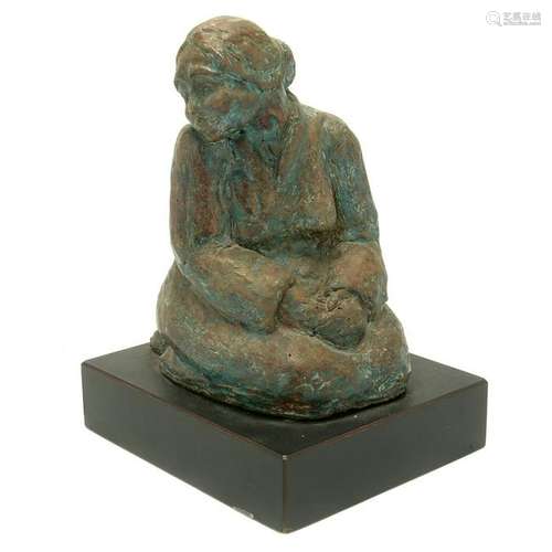 Impressionist Bronze of a Kneeling Woman.