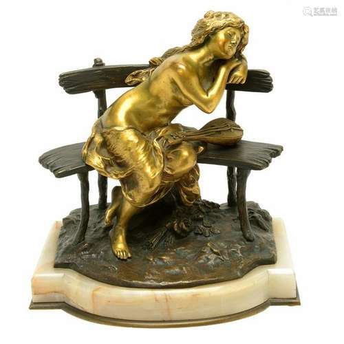 French Art Nouveau DorÃ Bronze Sculpture of a Female