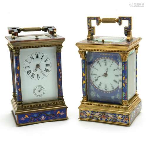 Two Chinese Export CloisonnÃ Carriage Clocks with