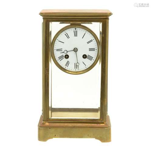 French Brass and Glass Mantel Clock.