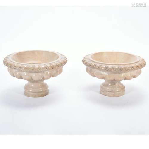 Pair of Carved Fluted Marble Tazzas.