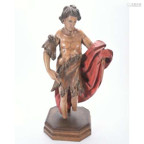 Late 18th Century Italian Polychrome Wood Figure on a