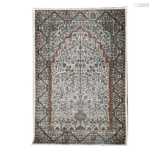 India Kashmiri Silk Tree of Life Rug.