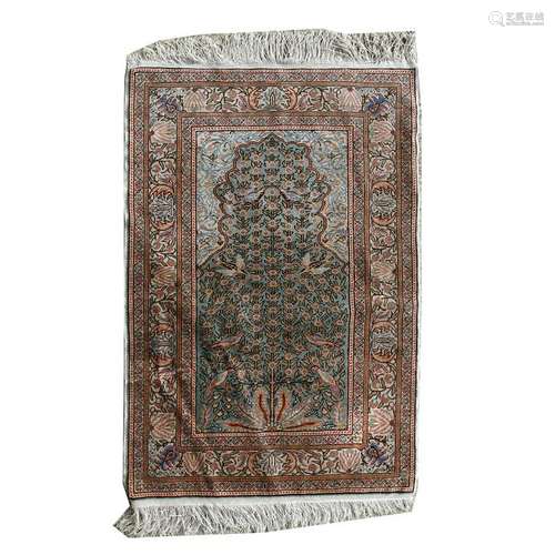 Persian Isfahan Silk Prayer Rug.