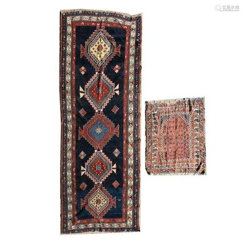 Two Persian Wool Carpets, with Red, Blue, and Yellow