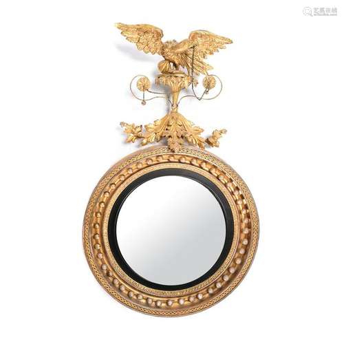 Federal Style Convex Giltwood Wall Mirror.