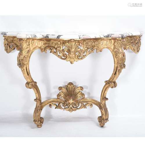 Rococo Style Giltwood Console Table.