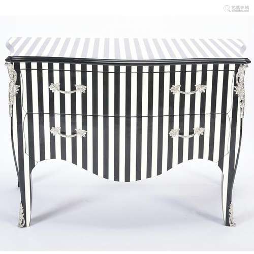 Art Moderne Style Striped Commode.