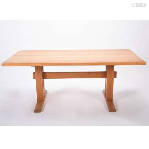 Arthur Espenet Mid-Century Modern Oak Trestle Table.