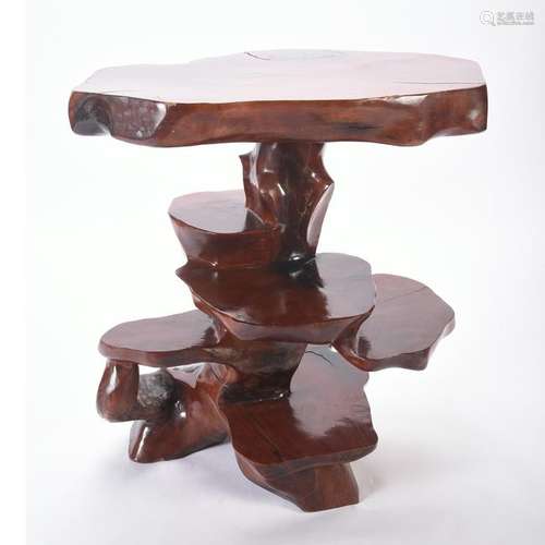 Rustic Redwood Tiered Table.