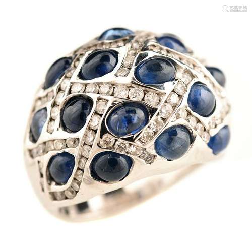 Arsa Sapphire, Diamond, 18k White Gold BombÃ Ring.