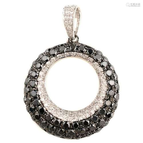 Black Diamond, White Diamond, 14k White Gold Circle