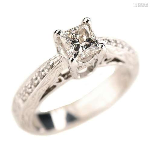 Diamond, 18k White Gold Ring.