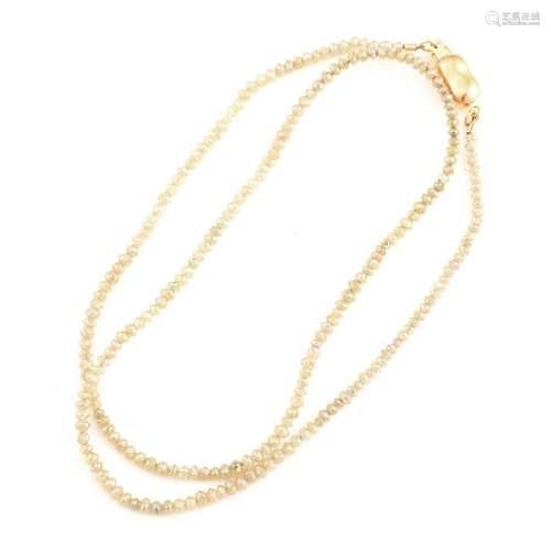 Diamond Bead, 18k Yellow Gold Necklace.