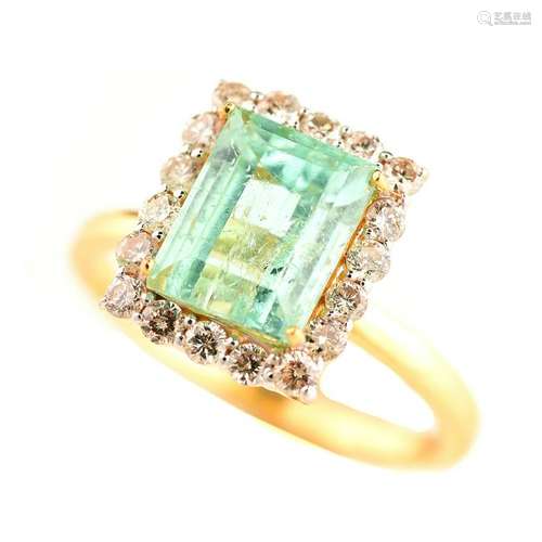 Tourmaline, Diamond, 18k Gold Ring.