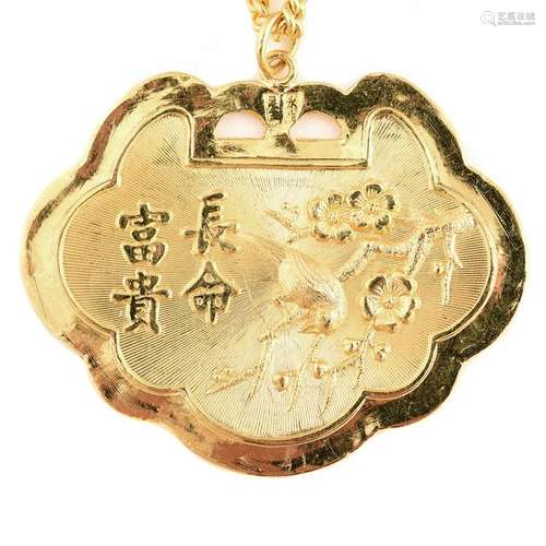 Asian 24k Yellow Gold Pendant Necklace.