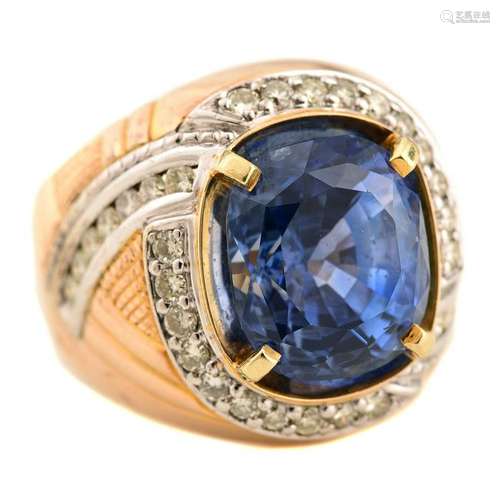 Sapphire, Diamond, 14k Gold Ring.