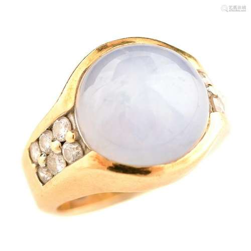 Star Sapphire, Diamond, 18k Yellow Gold Ring.