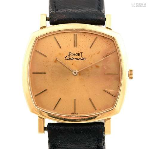 Men's Piaget 18k Yellow Gold, Leather Wristwatch.