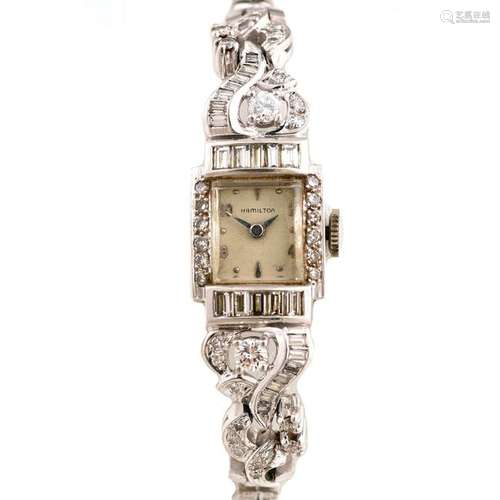 Ladies Hamilton Diamond, Platinum Wristwatch.