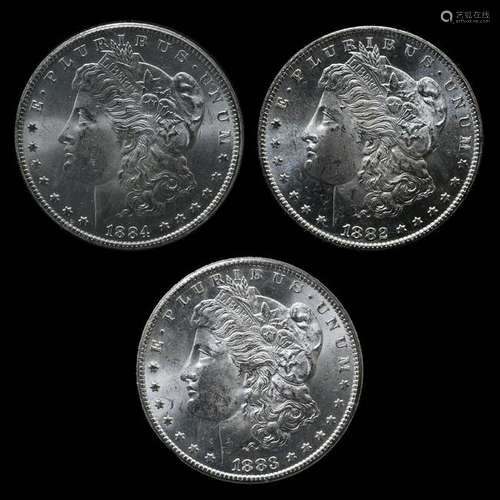 US Morgan Dollar 1882 CC, 1884 CC and 1883 CC